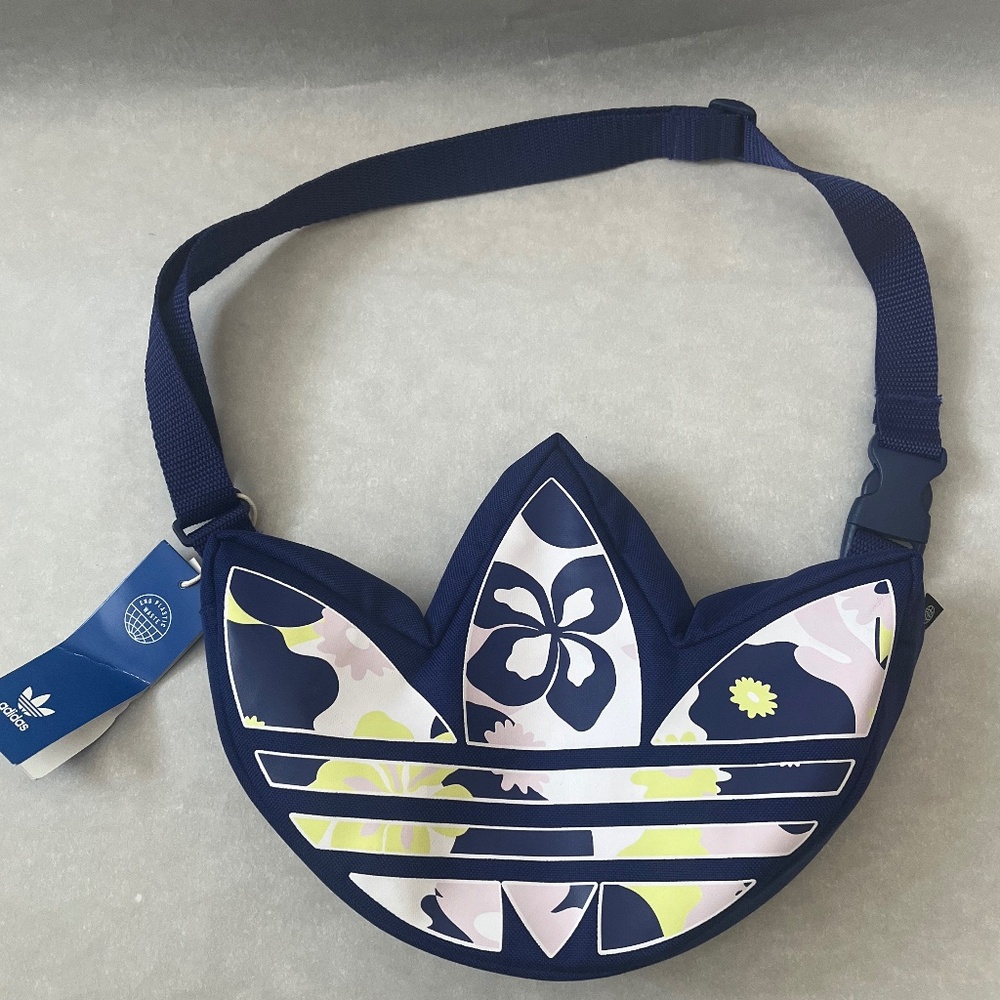 Adidas Trefoil Sling Garden Flower Blooming Indigo Blue Gerbera Freesia Bag - Picture 7 of 12